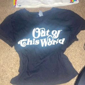 Y2K black shirt white print body snatching